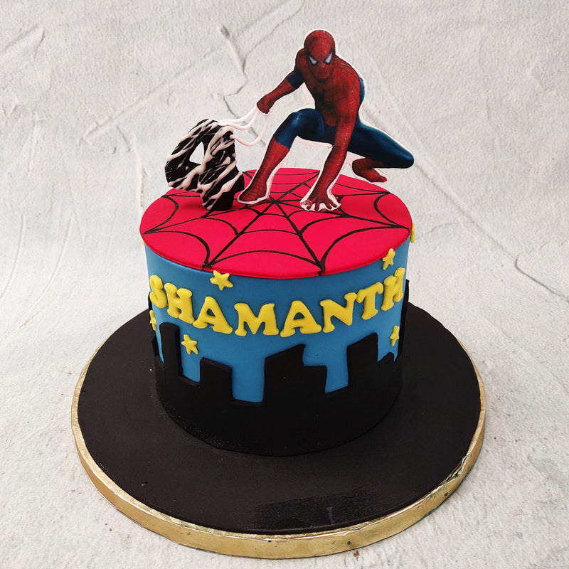 spider man theme cake