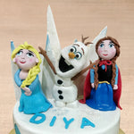 Anna, Elsa and Olaf frozen theme cake