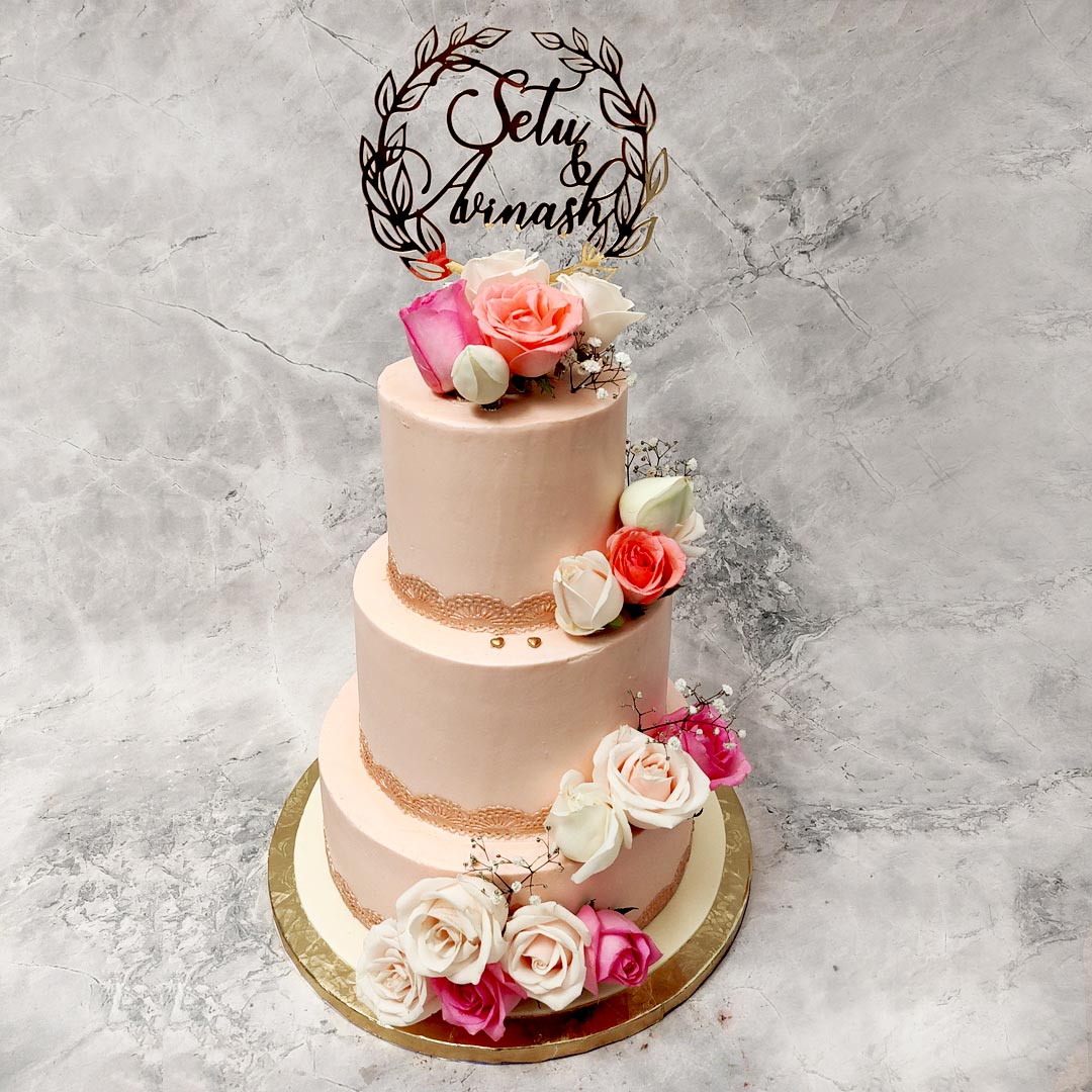 3 Tier Floral Cake | 3 Tier wedding Cake | Engagement Cake ...