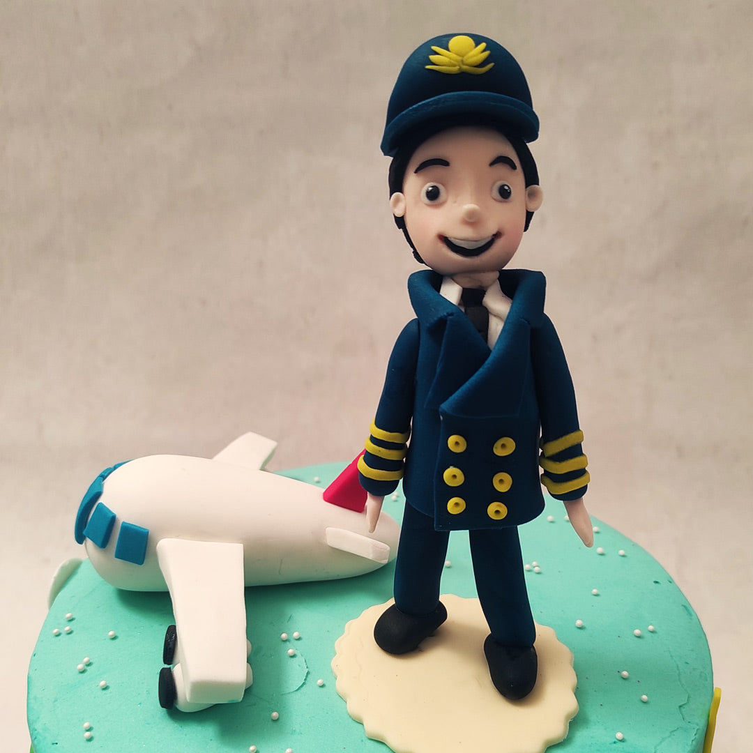 Aeroplane theme customized 2 layer fondant birthday cake - CakesDecor