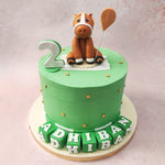 The green and brown colour palette of this horse theme cake design symbolises a certain earthiness often associated with the great outdoors and adds to the artistic and simplistic minimalism of this horse birthday cake for kids' aesthetic!