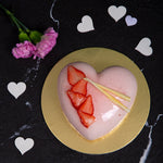 Anniversary Cake - Heart Shape Chocolate Mousse Cake with Pink Glaze