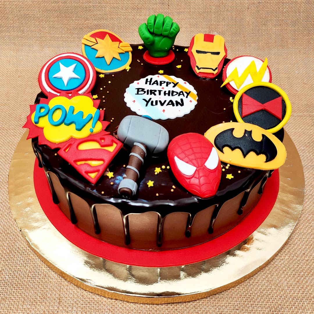 Online superhero theme cake | Online superhero cakes |