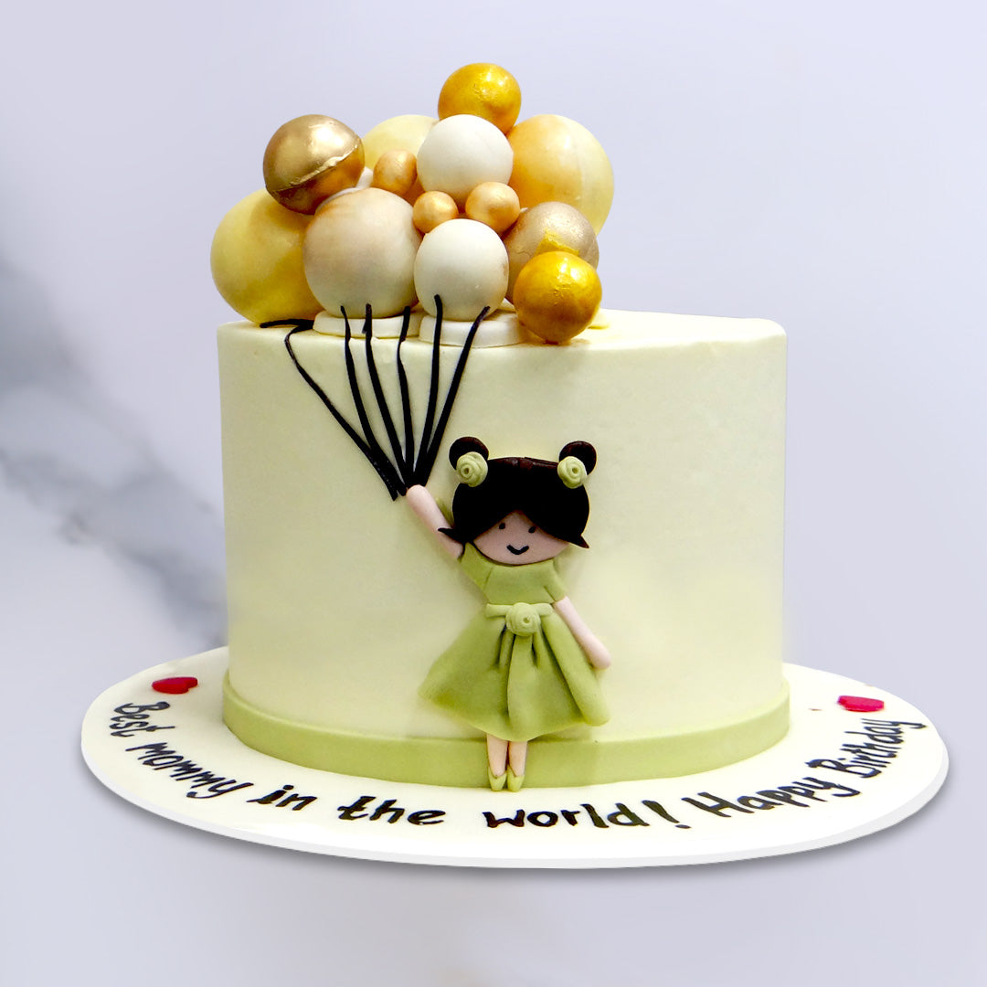 Balloon theme Cake | Girl with Balloon Cake | Girls Birthday Cake ...