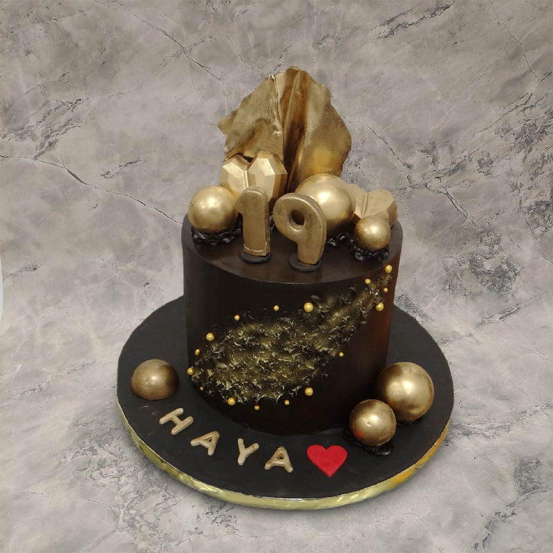 Wizard 19th Birthday Cake Topper - Boy & Girl 19 Glitter Decoration For Party, Black