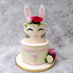 This bunny birthday cake is a classic example of a design where classy meets cute. With this bunny cake was crafted to celebrate those special someone's and remind them that there's absolutely "nobunny" like them.
