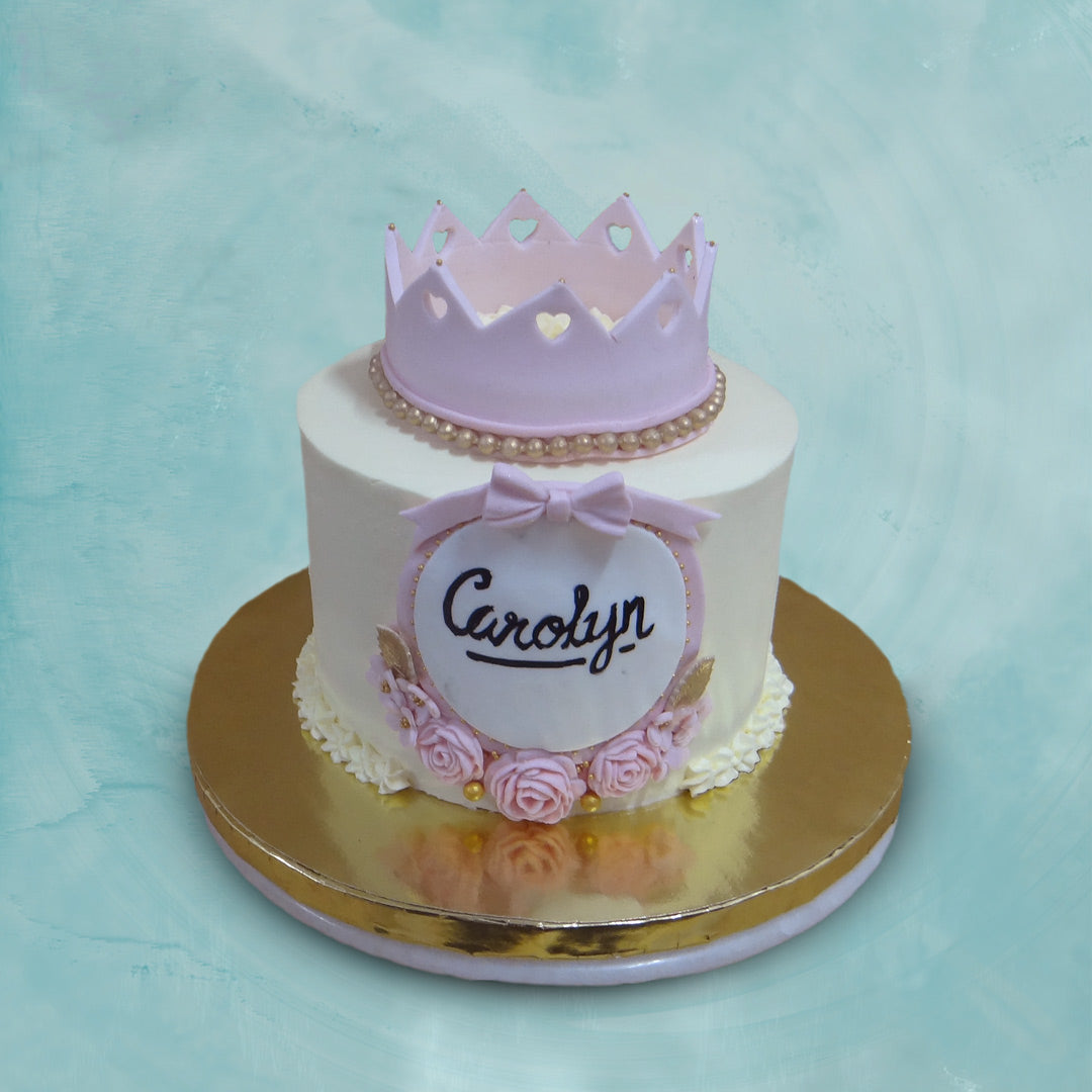 Painted Buttercream with Macaron Crown Cake | Lulu's Sweets Boutique