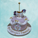 This carousel cake was made to make the merry go around! With this carousel theme cake, we bring the carnival festivities to your birthday festivities. So that as another year has gone around, you too can take this carousel birthday cake for a spin.