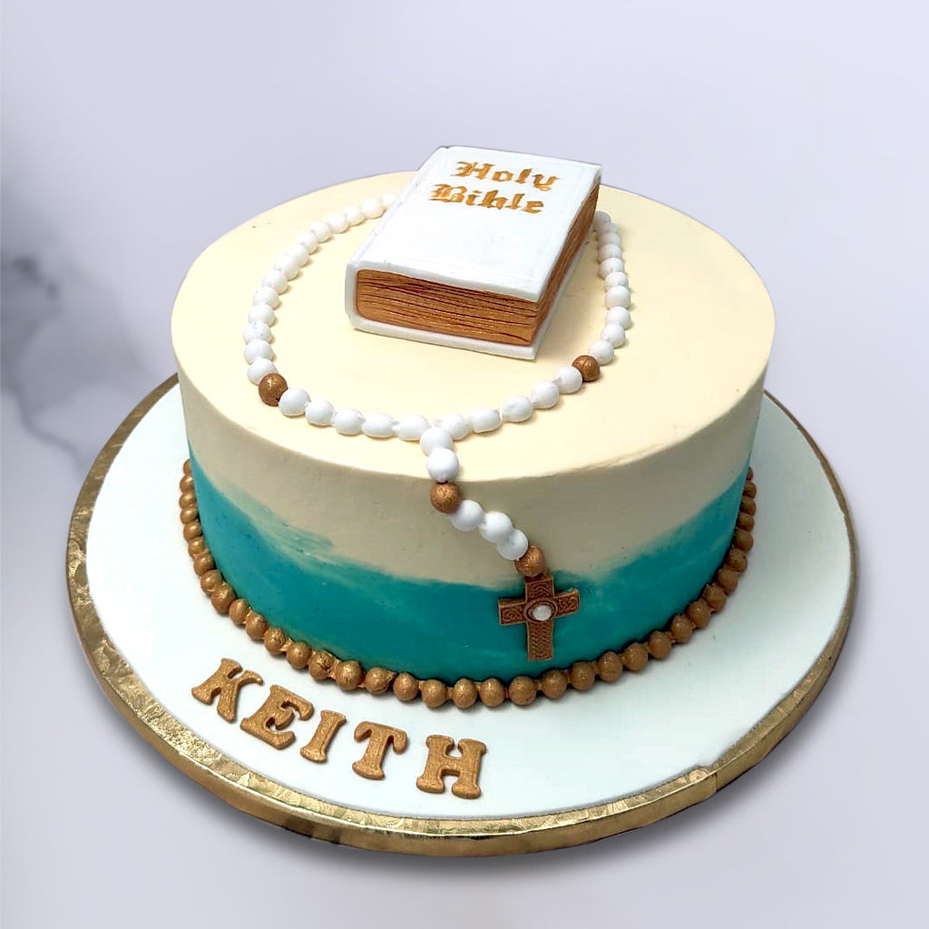 This rosary cake design is the perfect way to celebrate any of the milestone sacraments of Christianity such as Baptism or Communion and with this realistic rosary cake topper, it'll truly be a divine celebration.