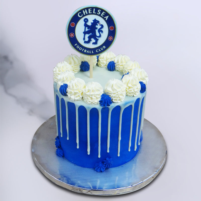 Chelsea cake for all the chelsea football club lovers out there. This chelsea football theme cake is special because it holds the same colours and club logo of chelsea football club