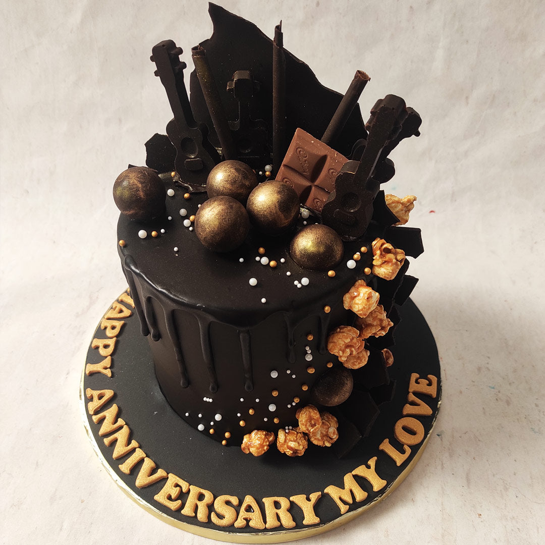 Dark Chocolate Anniversary Cake | Chocolate Drip Cake – Liliyum ...