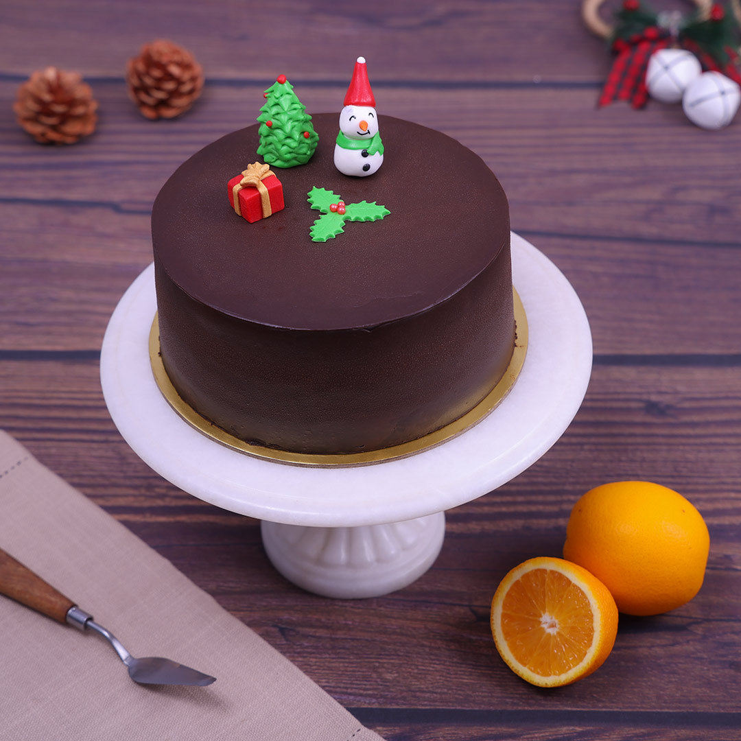 Chocolate Christmas Cake | Christmas Theme Cake | Chocolate Orange ...