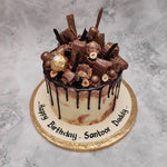 Chocolate overloaded cake with lot of chocolates on top for a person who is never bored of chocolates. This chocolate overloaded cake is perfect for a birthday cake for dad