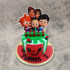Cocomelon theme cake for a cocomelon cartoon fan. This cocomelon cake holds all the character of famous cartoon show and they all have come together to wish your little one a happy birthday