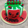Can you spot the cute lady bugs on this cocomelon themed birthday cake. They all are playing around a giant watermelon smiling right at you and happy wishes on the cake board. This cocomelon theme cake is surely a best birthday cake for a cocomelon fan
