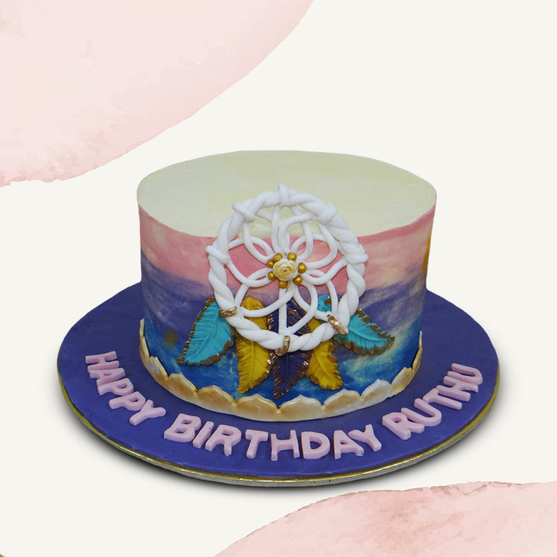 To make dreams come true, we've crafted this dream catcher birthday cake for you. This dream catcher theme cake is not just palatable but aesthetically pleasing as well and along with dreams, this dreamcatcher cake has caught on to the boho theme.