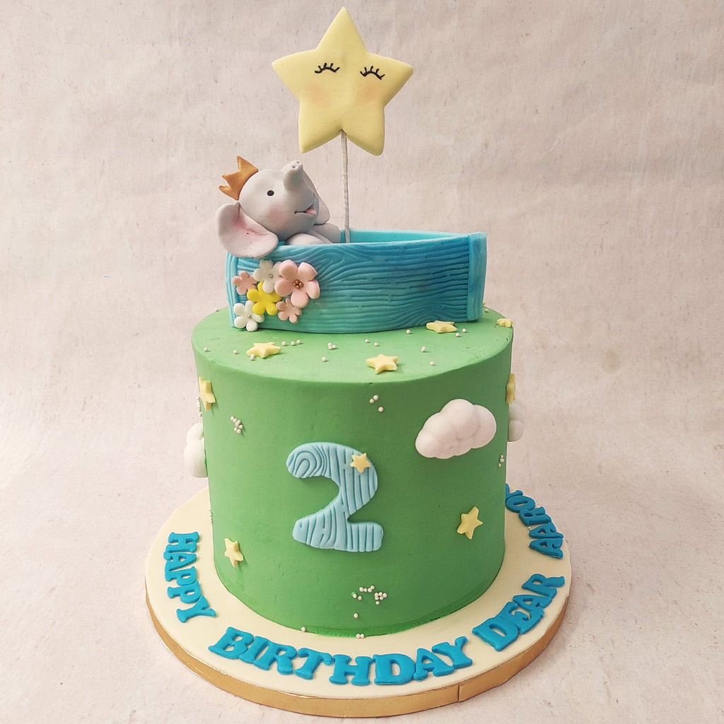 Elephant cake for toddler birthday party. Chocolate cake body 8