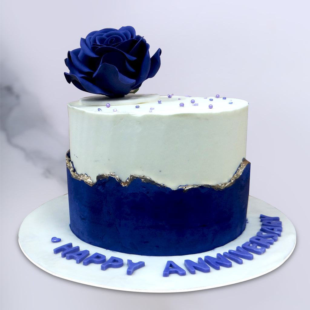 A classic Fault line cake which is specially designed as a happy anniversary cake