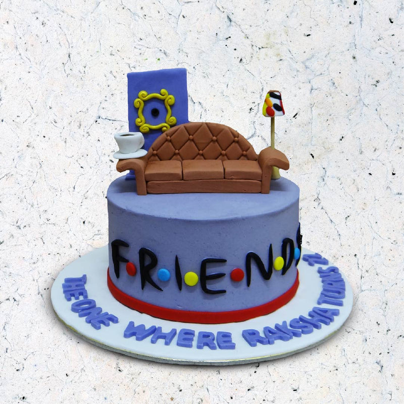 Friends theme cake for a friends tv series fan. This friends theme birthday cake is special in its own way as it holds all the small details of the series and looks really beautiful