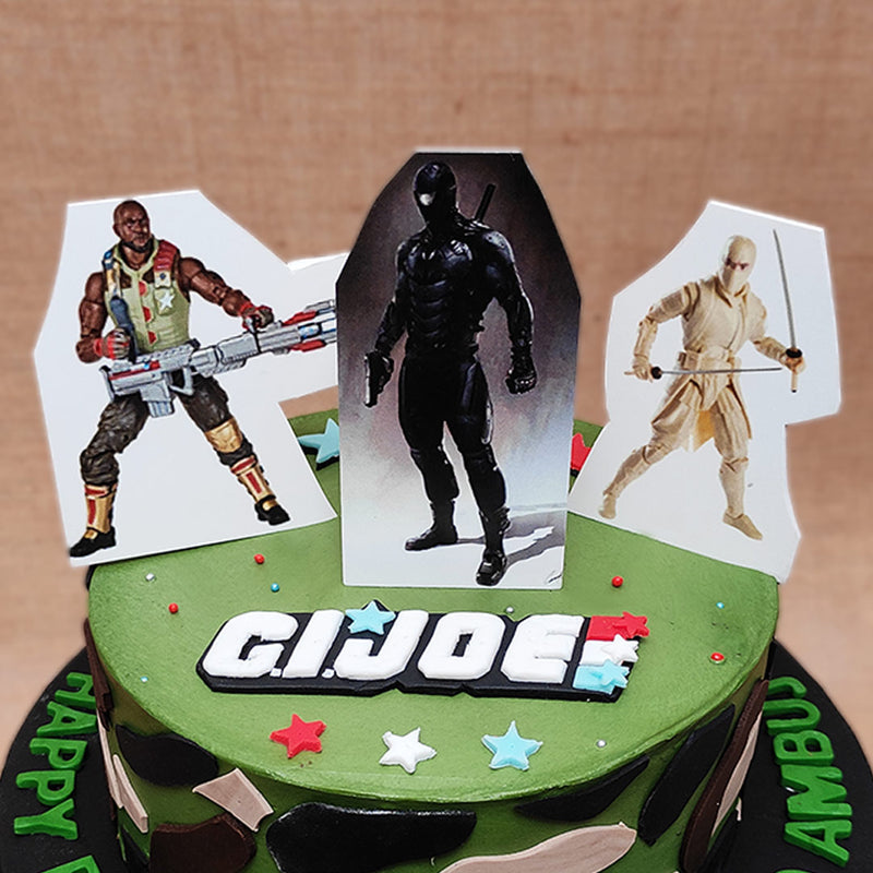 The American action figures that have been amusing children since 1964, are still as relevant as ever as you can see from our G.I. Joe theme cake