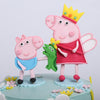 Zoomed image of our Peppa pig theme cake with George pig and Mummy pig as cake toppers on the top of Peppa pig cake.