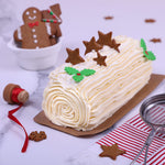 Gingerbread Yule Log Cake - top view