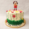 This simple garden birthday cake for girls features a buttercream white base with hand-painted flowers on it.