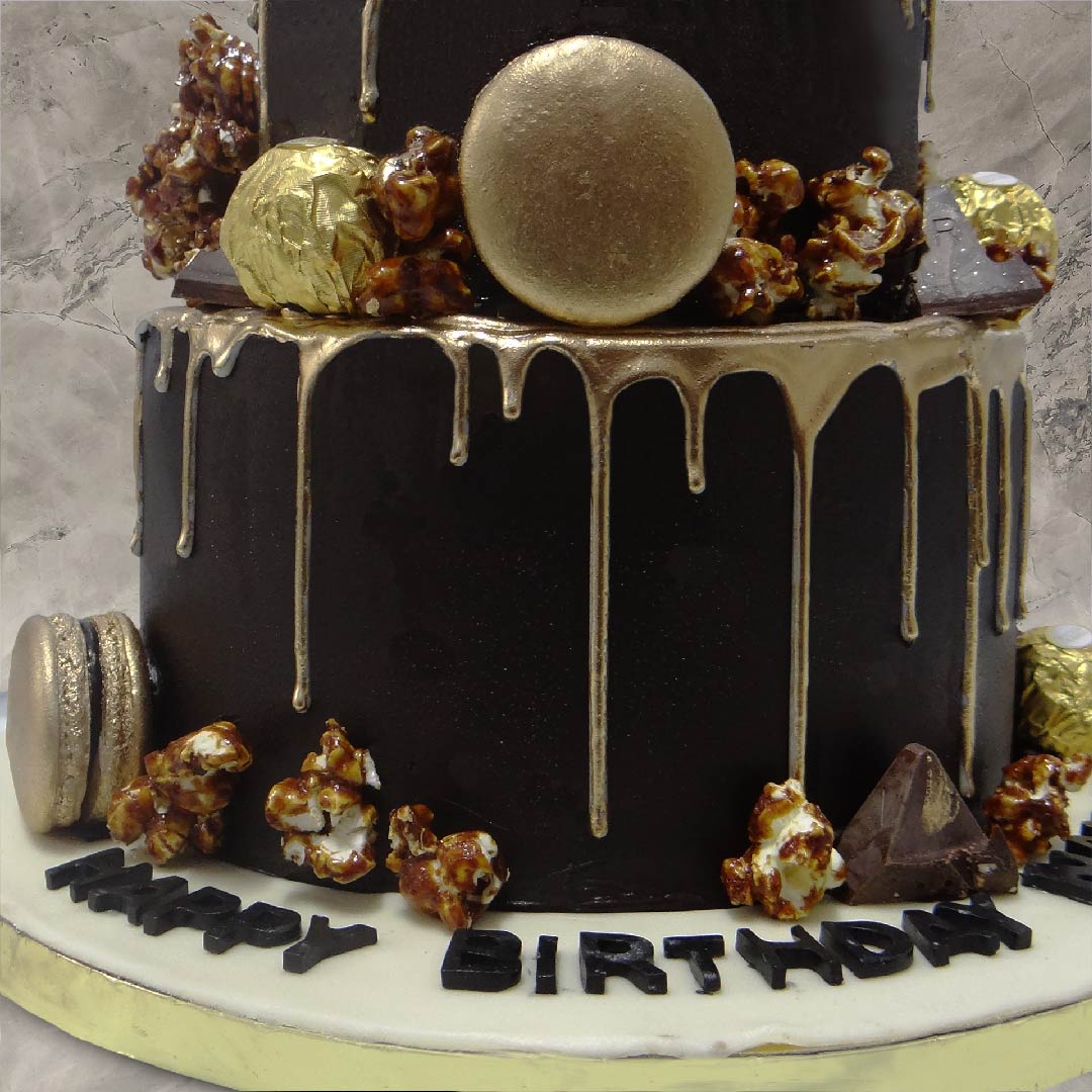 2 Tiered Gold Drip 50th Birthday Cake | 50th birthday cake images, Birthday  cake for mom, 50th birthday cake