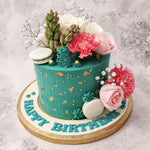 Green Floral Birthday Cake