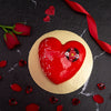 Valentines day cake - Heart shape chocolate mousse cake with red glaze - Liliyum Patisserie & Cafe
