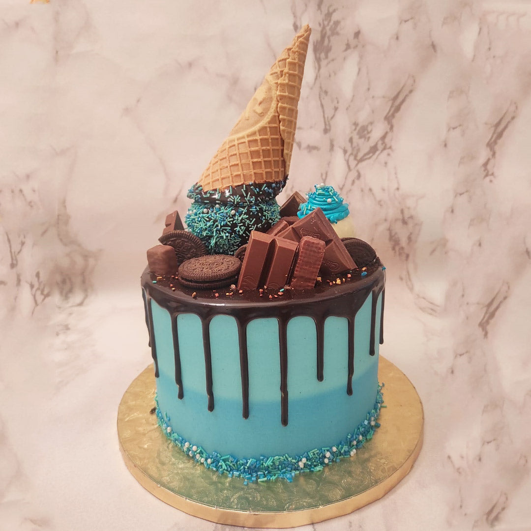 Chocolate Ice Cream Drip Cake | Melted Icecream Theme Cake ...