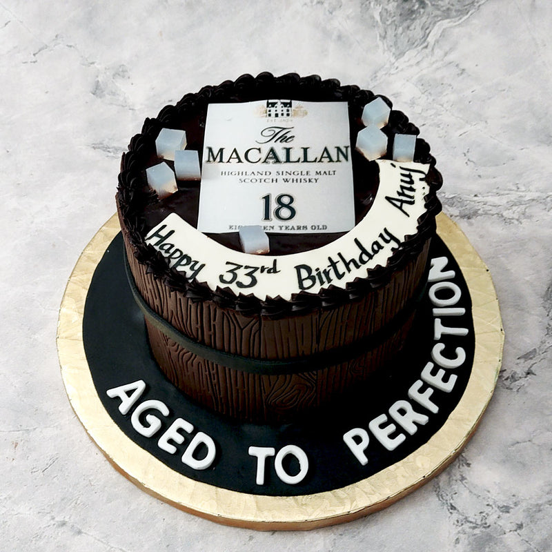 This Macallan design cake is the ultimate way to bid you cheers as you age to perfection just like a good bottle of scotch.Apart from your favorite highland single malt scotch whiskey, we've poured a whole lot of love into this Macallan cake.