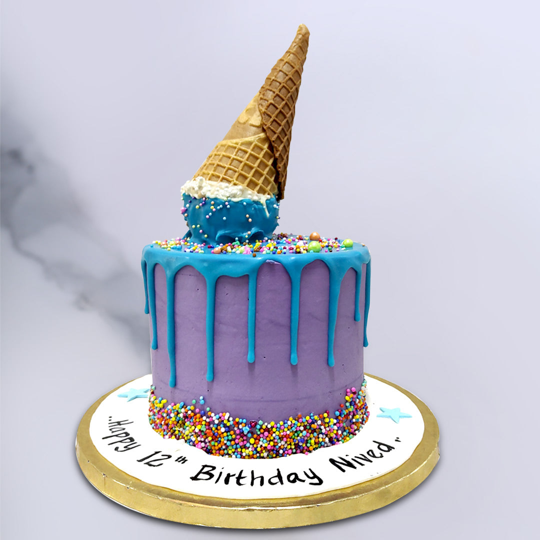 Melted Icecream Theme Cake | Upside Down Icecream Cake | Order ...