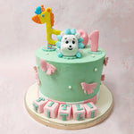 With a pastel green base and a yellow rocking horse on top, this toy cake maintains the perfect balance between colourful and gentle-toned. 