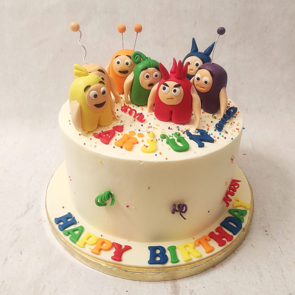 With a design as colourful as the creatures around which this series is based, this Oddbods theme cake adds a certain quirky vibrancy to any occasion.