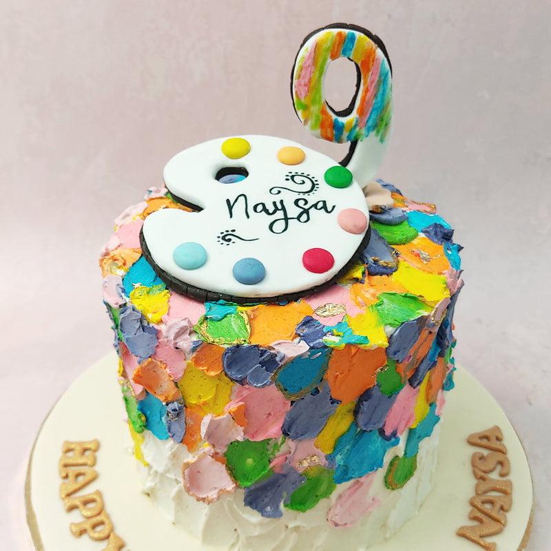 A painting cake with paint all over it, this piece forms the perfect metaphor.  Bright and colourful, this art cake doesn't just pay homage to art but is a piece of art in and of itself.