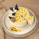 Cut view of our passionfruit cheesecake shows you the thick layer of Cream cheese and passionfruit compote in between this beautiful no bake cheesecake. This is surely a perfect match for birthday cheesecake or for any occasion of your choice 