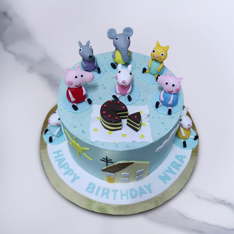 The life-like models of the characters on this kids birthday cake for girls are all entirely edible and since every child's experience with the show is different, every bit of this Peppa birthday cake for her is entirely edible and completely customisable by flavour and design.