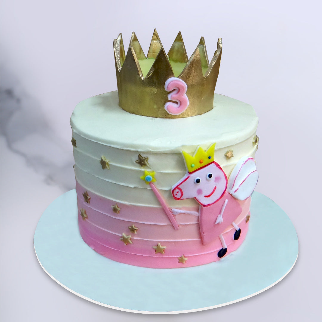 Topsy Turvy, 2 Tier Fondant Crown Birthday Cake