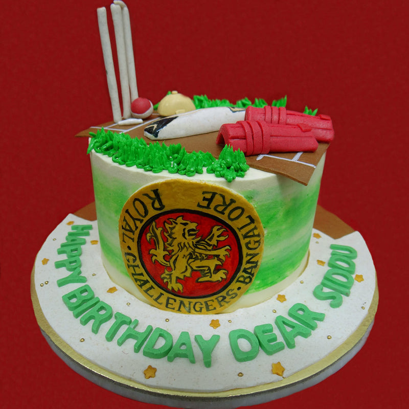 This RCB cake design is meant for all the loyal Royal Challengers Bangalore fans. It is time to revive the love for game with this cricket cake for him/her.