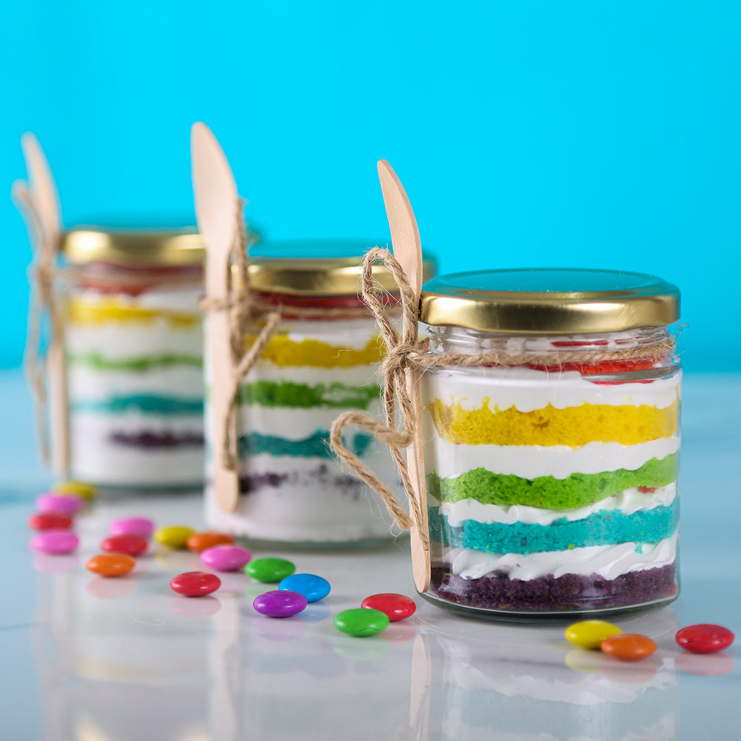 Rainbow Jar Cake | Order Jar Cake with Rainbow layers in Bangalore ...