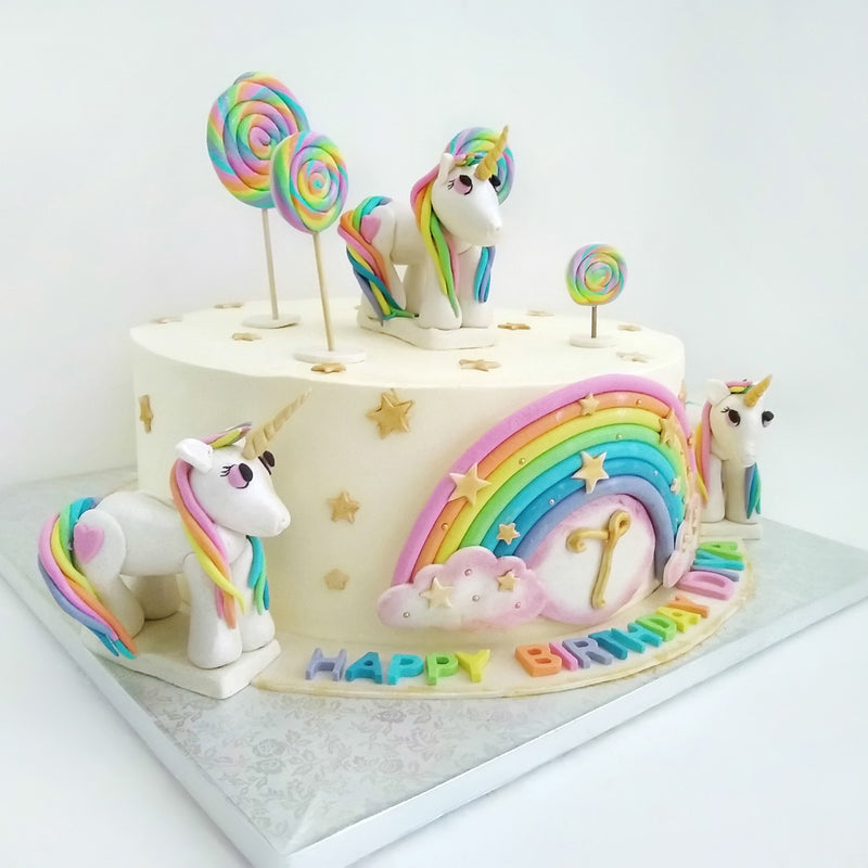 Side view of Unicron birthday cake with my litle pony cake design. Unicorn cake with Rainbow theme looks absolutely colourfull.