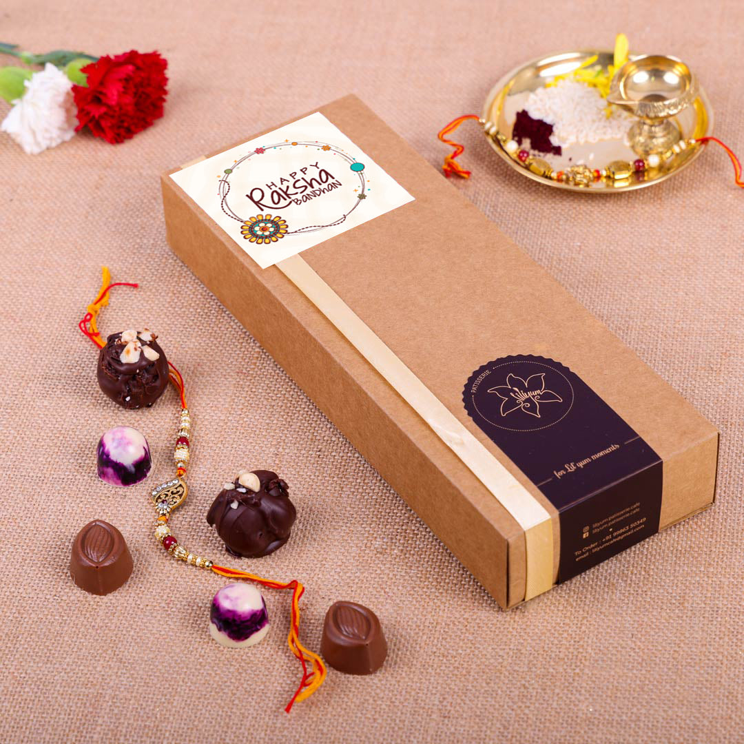 CraftVatika Rudraksha Rakhi Chocolate Gift Hamper Box for Brother Men Boy  Kids, Rakshabandhan Rudraksh Rakhi Set of 2 with Premium Max Sweet Chocolate  12 Piece, Rakhi Chocolate Rakhi Gift : Amazon.in: Grocery