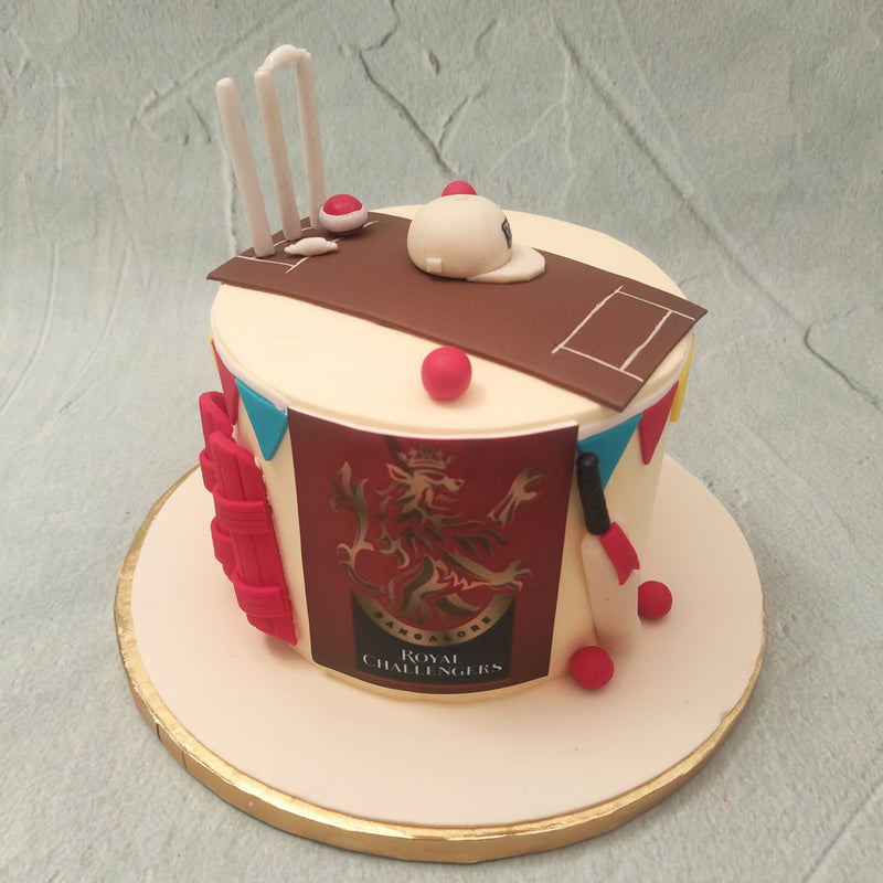 Stumped about how to celebrate your birthday? Look no further, this RCB theme cake will knock your celebrations out of the park. So bat away your troubles and enjoy this RCB cake along with your special day.