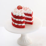Luscious naked red velvet cake front view
