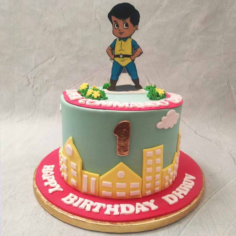 For the little superheroes in all our lives, this Super Commando Dhruva cake is a big gesture of pride to our little ones for their own superhero nature. So celebrate the big day with India's biggest superhero as he takes on the mighty persona of a Super Commando cake.