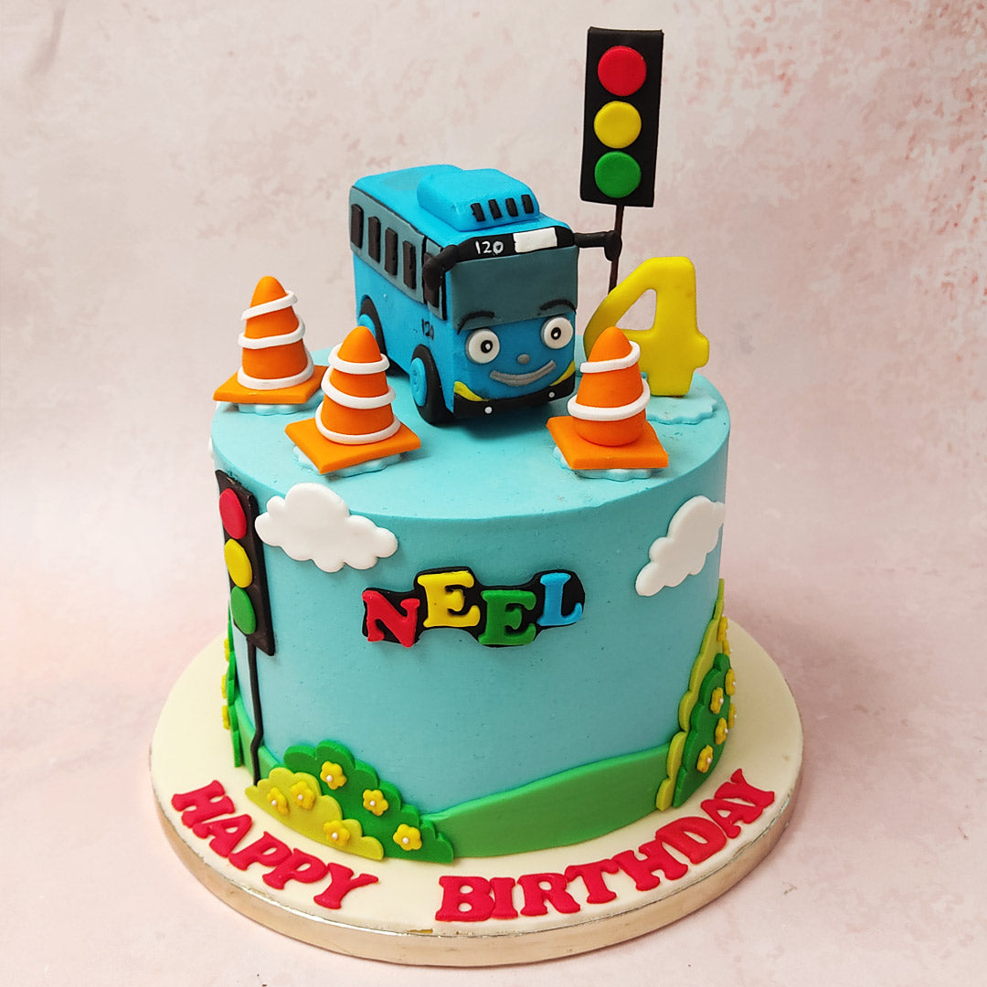 Cocomelon bus themed single tier Cake