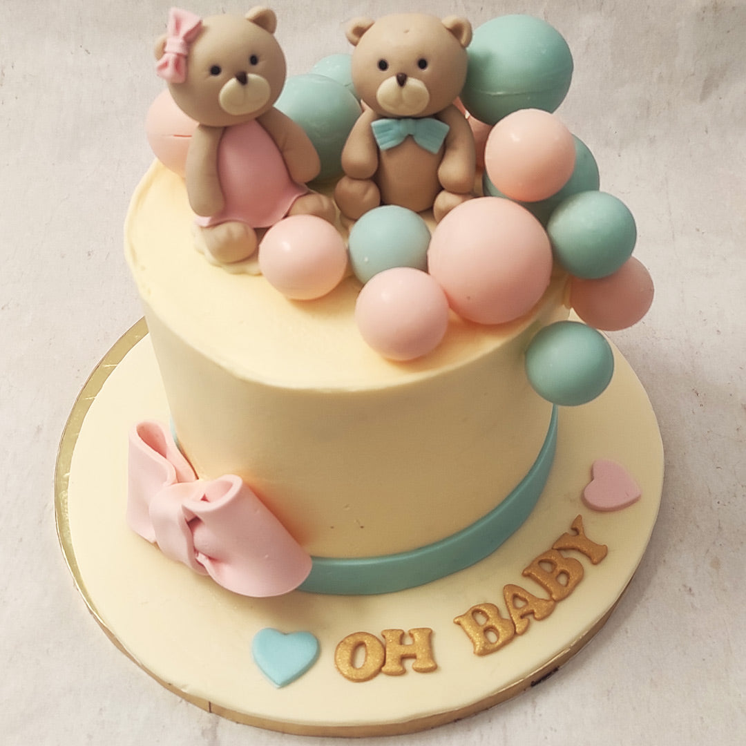 Teddy Bear Cake With Balloons | Baby Shower Cake | Teddy Bear Cake ...