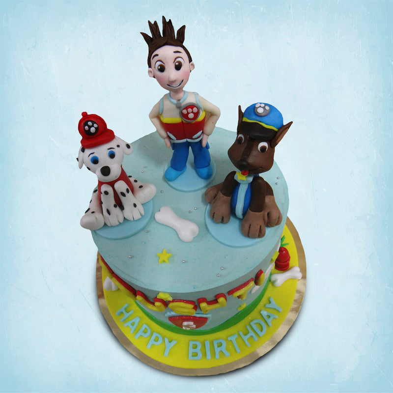 This Paw Patrol cake design will do justice if served as your child's paw patrol birthday cake.  There could be no safer way to indulge than in a superhero birthday cake and who doesn't love a good cartoon cake, especially when that cartoon cake is featuring man's best friend.