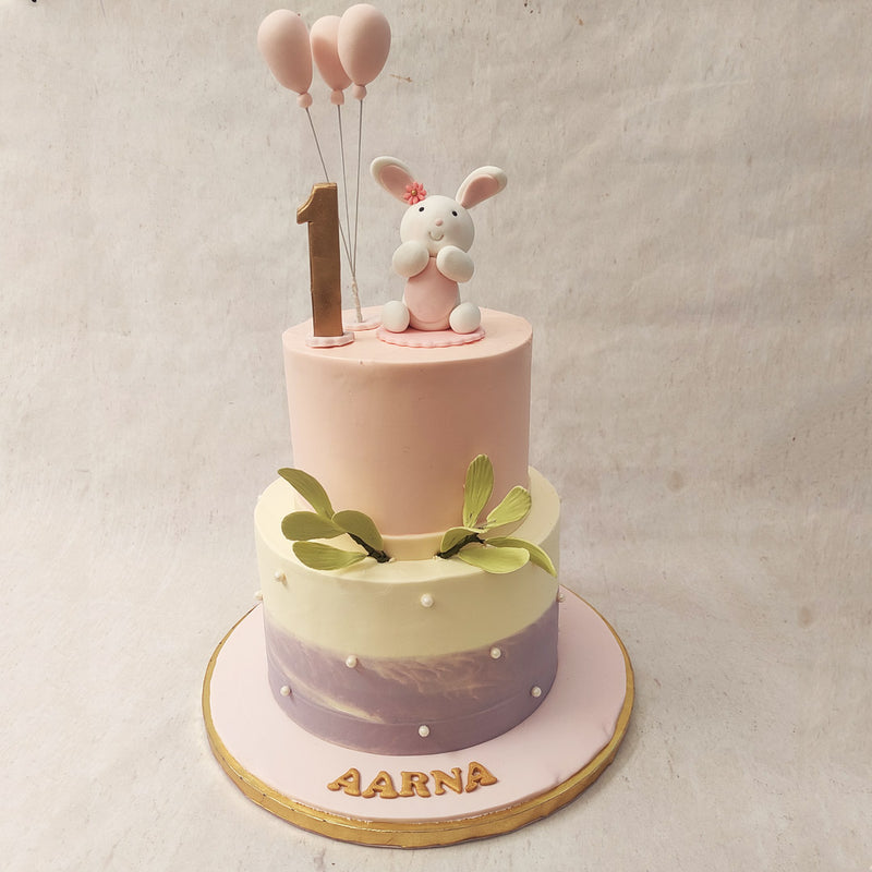 Two Tier Rabbit Theme cake | Bunny Cake | 2 Tier Bunny Birthday Cake ...